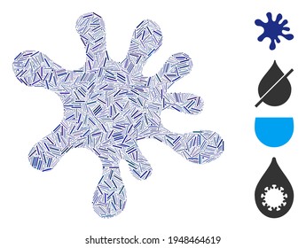 Line collage blot icon united from thin items in various sizes and color hues. Line items are grouped into abstract vector composition blot icon. Bonus pictograms are placed.