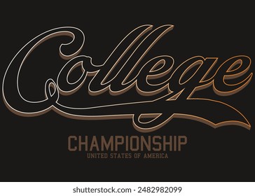 line college department, College Academy printing, Vintage typography college varsity state slogan print, College Athletic Academy champion for tee t shirt or sweatshirt, eps8