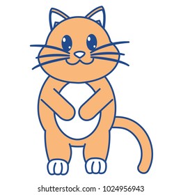 line color adorable and cute cat animal character