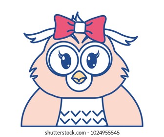 line color adorable female owl cute animal