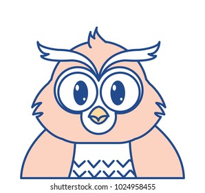line color adorable owl cute animal character