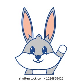 line color adorable rabbit cute animal character