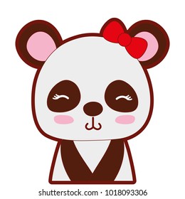 line color adorable and shy panda female wild animal