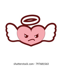 line color angry heart angel kawaii cartoon