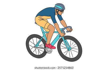 line color art of Cyclist riding a bicycle