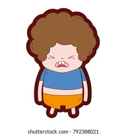 line color boy with curly hair and pity face