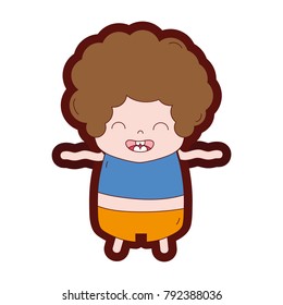 line color boy with curly hair and smile face