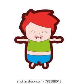 line color boy with hairstyle design and smile face