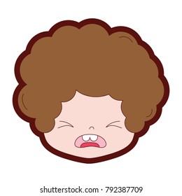 line color boy head with curly hair and pity face