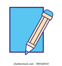 line color cardboard object with pencil utensil design