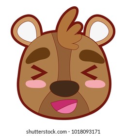 line color cheerful bear head wild animal