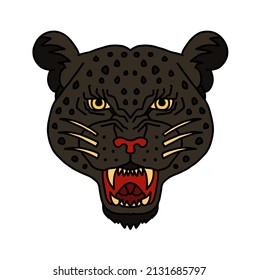 Line color cheetah. Vector hand-drawn illustration.