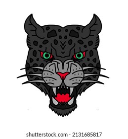 Line color cheetah. Vector hand-drawn illustration.