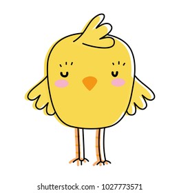 line color chick bird farm animal with wings