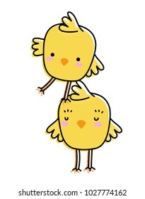 line color chicks farm birds animal playing