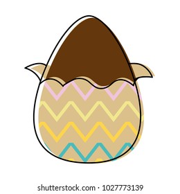 line color chocolate egg easter with figures decoration