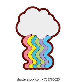 line color cloud with bright rainbow with sky design