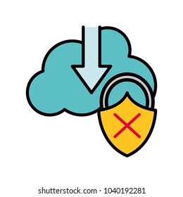 line color cloud data downloading and padlock bad security