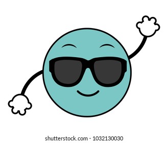 line color cool emoji face expression with arms