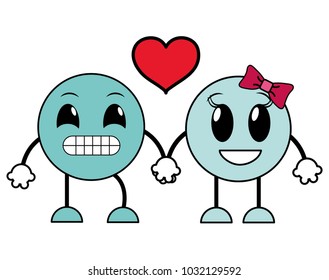 line color couple ups and happy face emoji