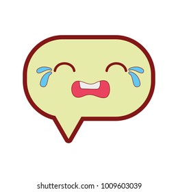 line color crying chat bubble kawaii cartoon