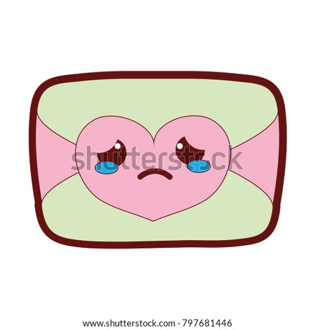 line color crying love card kawaii cartoon