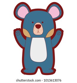 line color cute bear wild animal of the forest
