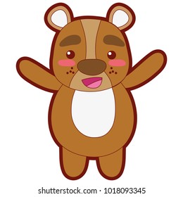 line color cute and cheerful bear wild animal