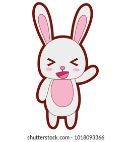 line color cute and cheerful rabbit wild animal
