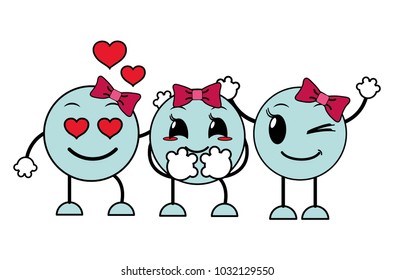 line color cute emoji friends with faces expression