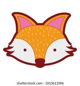 line color cute fox head wild animal