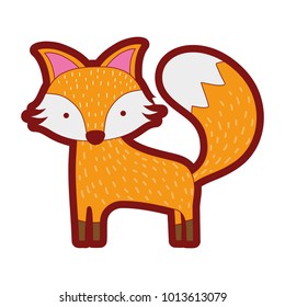 line color cute fox wild animal of the forest