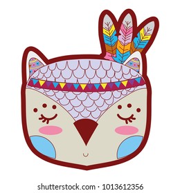 line color cute owl head animal with feathers