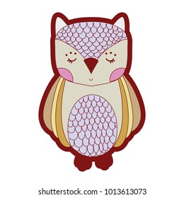 line color cute owl wild animal of the forest