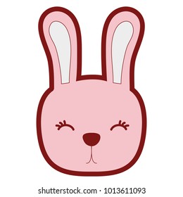 line color cute rabbit head wild animal