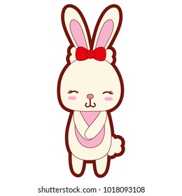 line color cute and shy rabbit female wild animal