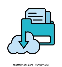 line color documents inside file folder and cloud downloading