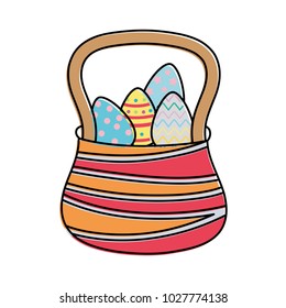 line color eggs easter decoration inside hamper design