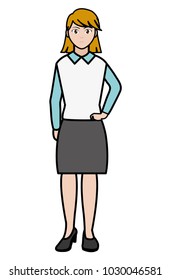 line color elegant woman with blouse and hairstyle design