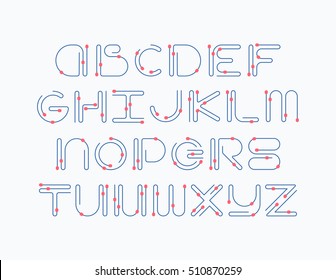 Line and color elements latin font, graphical decorative color type. 