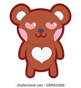 line color enamored bear cute wild animal