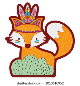 Line Color Ethnic Fox Animal Back Stock Vector (Royalty Free ...