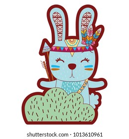 line color ethnic rabbit animal in back of bushes plant