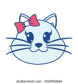line color female cat head cute animal