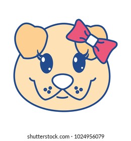 line color female dog head cute animal