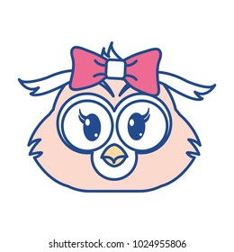 line color female owl head cute animal