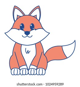 line color fox cute wild animal character