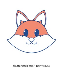 line color fox head cute animal character