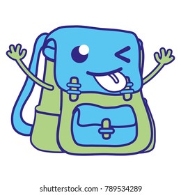 line color funny bag object kawaii with arms