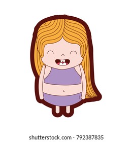line color girl wth long hair and smile face